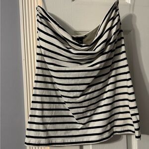 Striped Black and White Cowl Neck Top